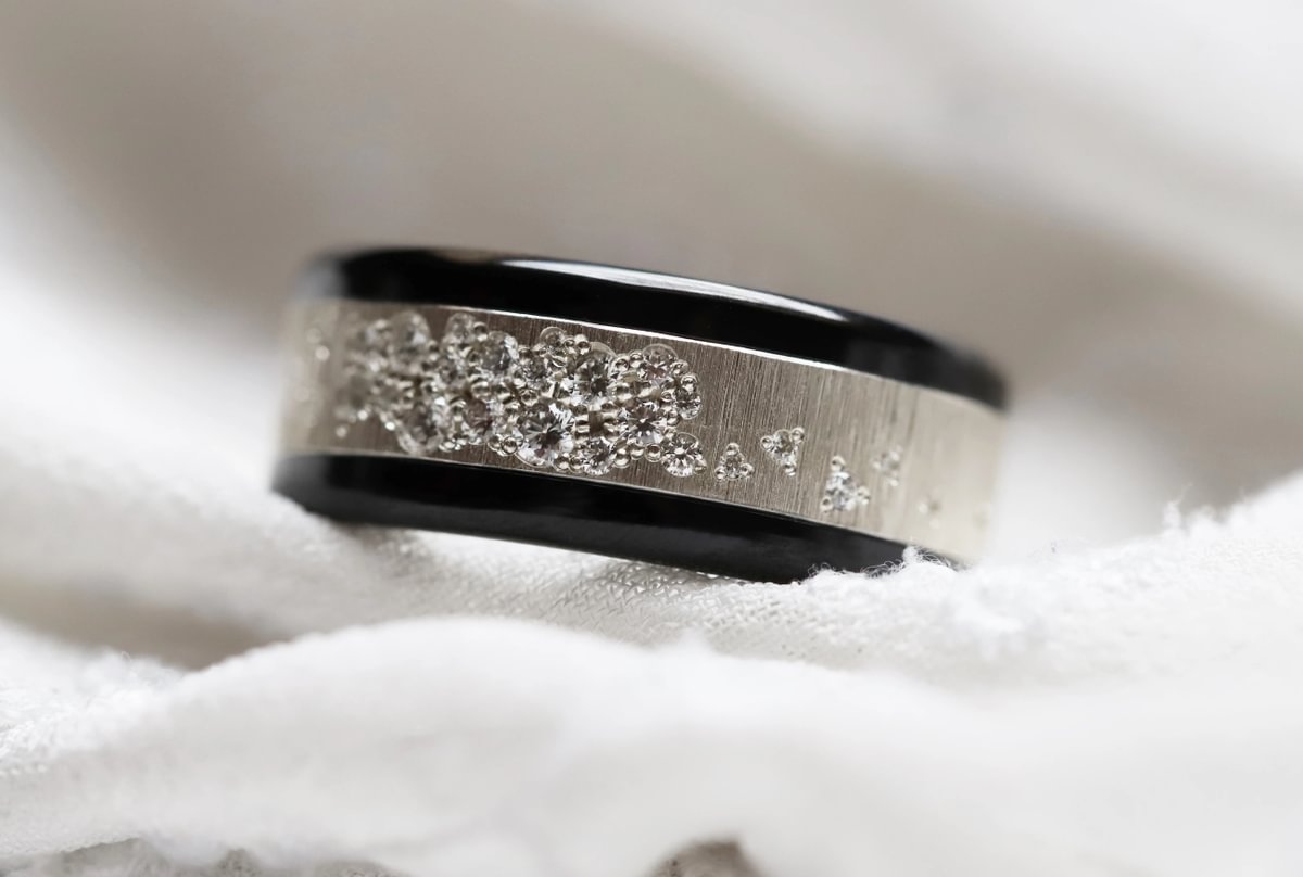 Luxus Damenring - Innenring aus Silber (2/3 Addon) Harrow "White" mit Diamanten