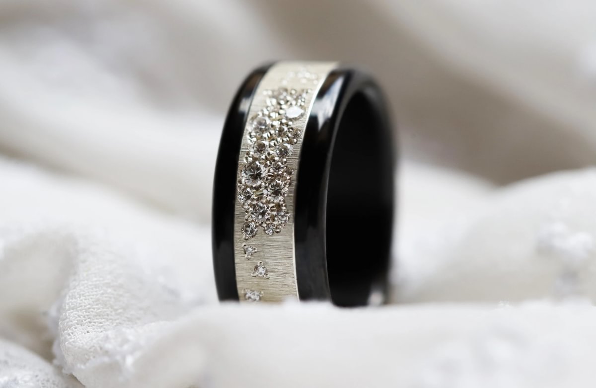 Luxus Damenring - Innenring aus Silber (2/3 Addon) Harrow "White" mit Diamanten