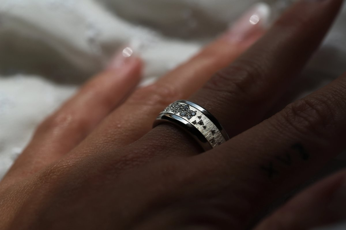 Luxus Damenring - Innenring aus Silber (2/3 Addon) Harrow "White" mit Diamanten
