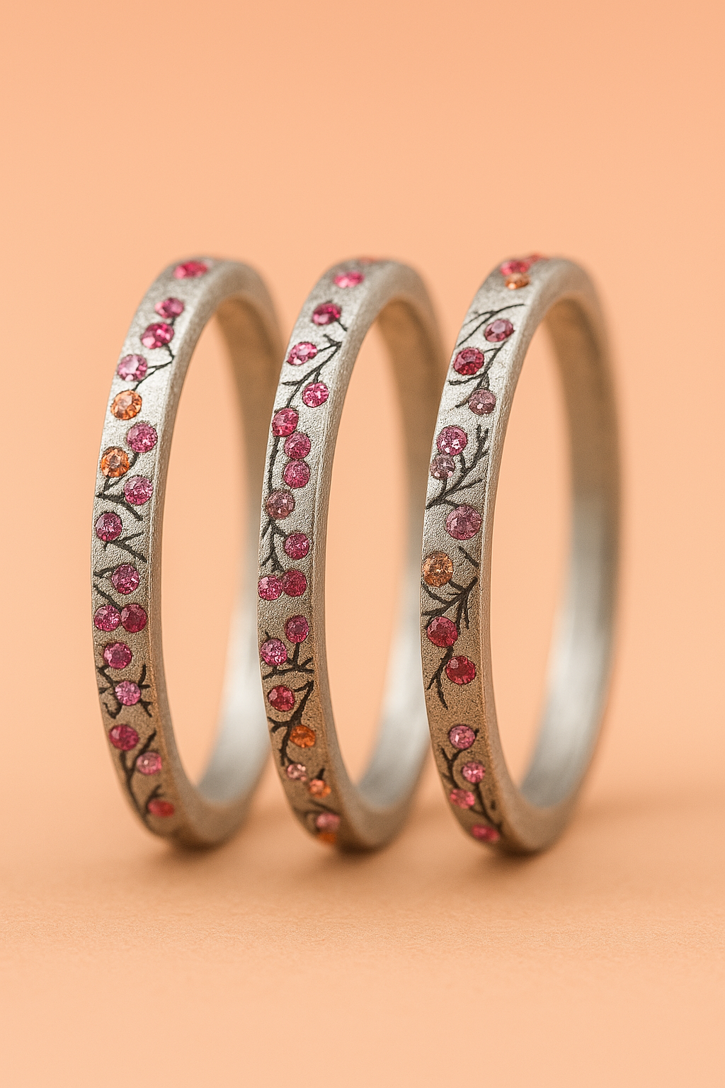 3 Innenringe aus Silber (Set von 3 Medium Addons) Herbstwind mit Edelsteinen für Luxus mood Ring