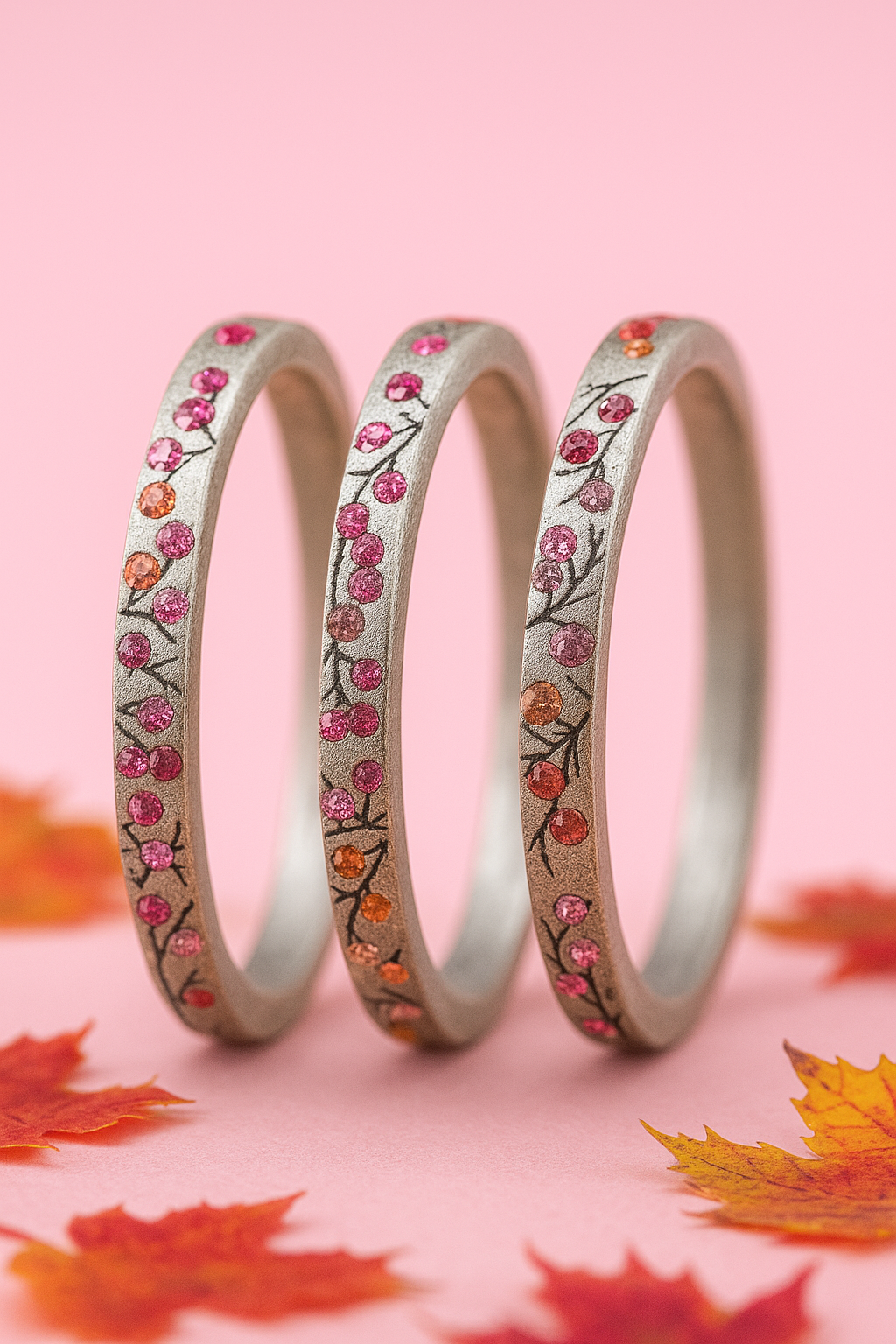 3 Innenringe aus Silber (Set von 3 Medium Addons) Herbstwind mit Edelsteinen für Luxus mood Ring