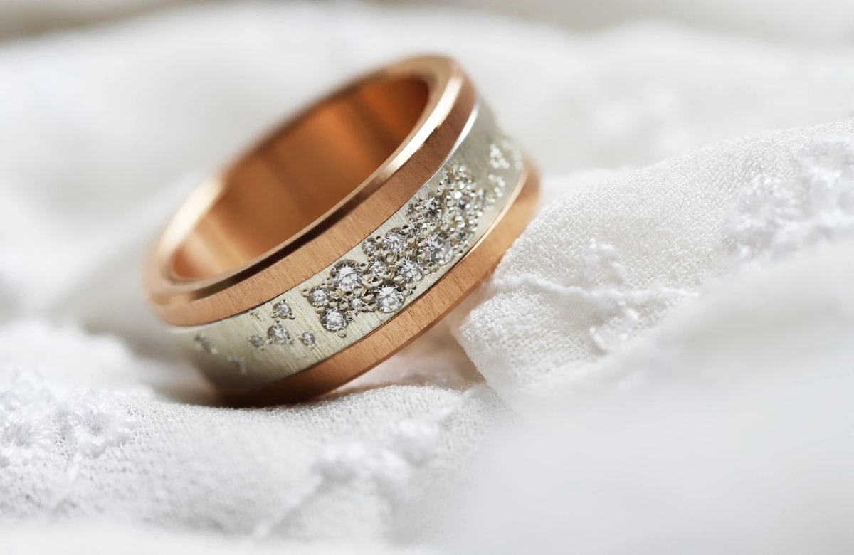 Luxus Damenring - Innenring aus Silber (2/3 Addon) Harrow "White" mit Diamanten