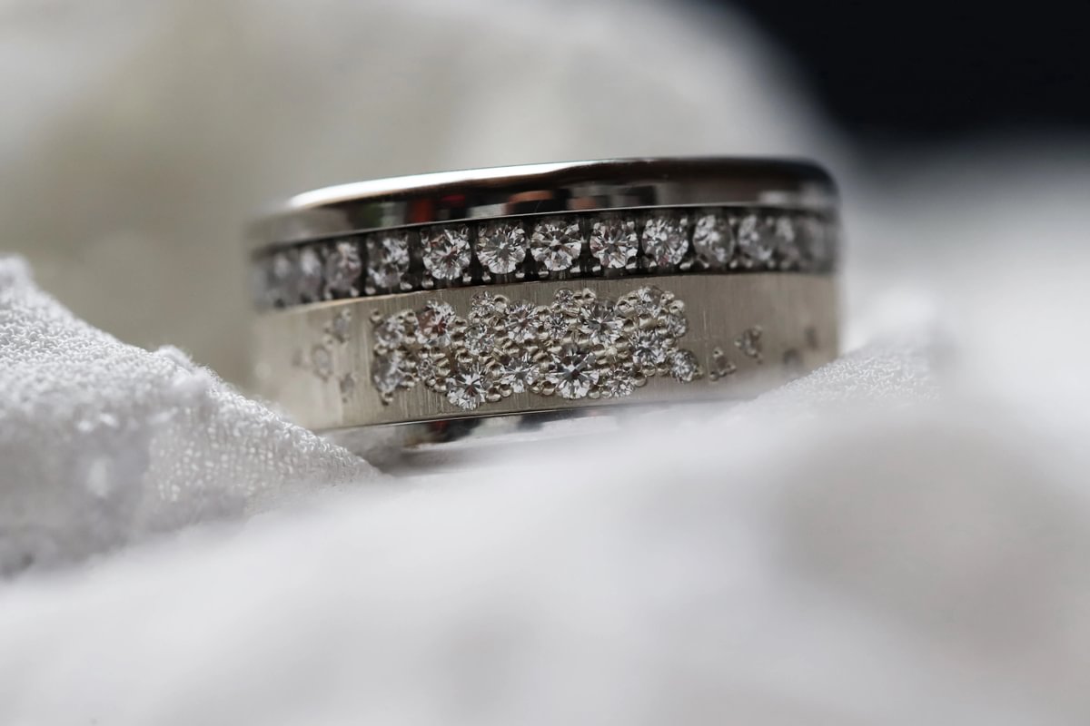 Luxus Damenring - Innenring aus Silber (2/3 Addon) Harrow "White" mit Diamanten