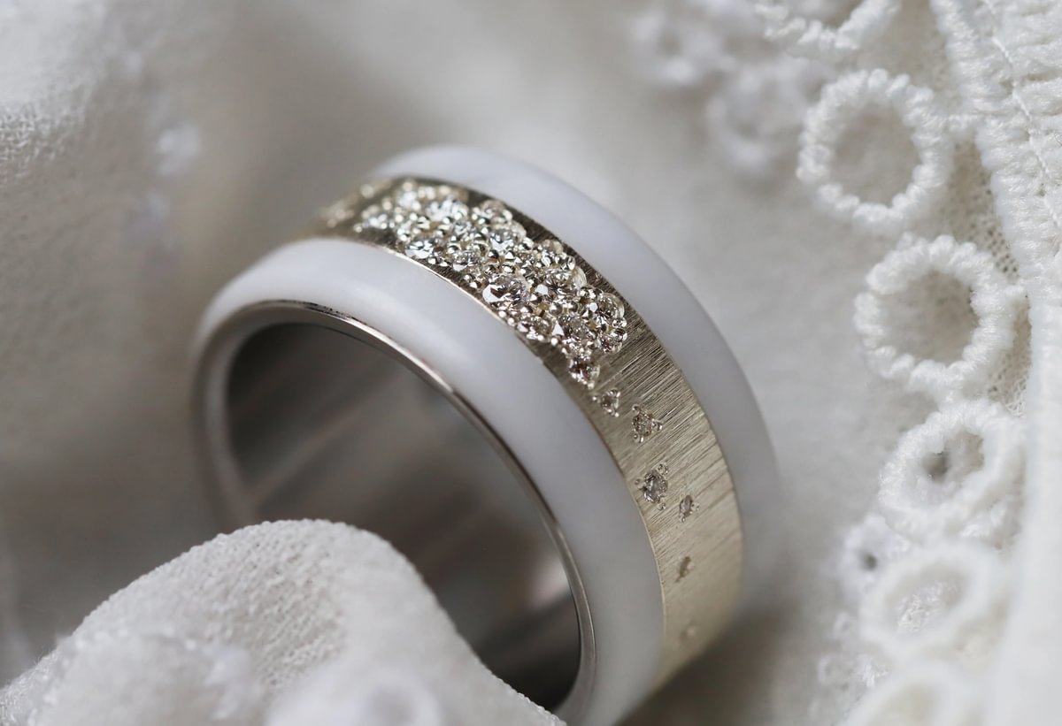 Luxus Damenring - Innenring aus Silber (2/3 Addon) Harrow "White" mit Diamanten