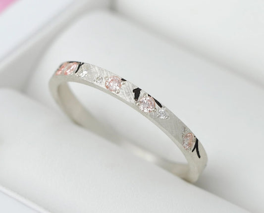 Innenring aus Silber (Medium Addon) Hanami 01 mit Diamanten und "Pur" rosa Diamanten für mood Luxus-Ring