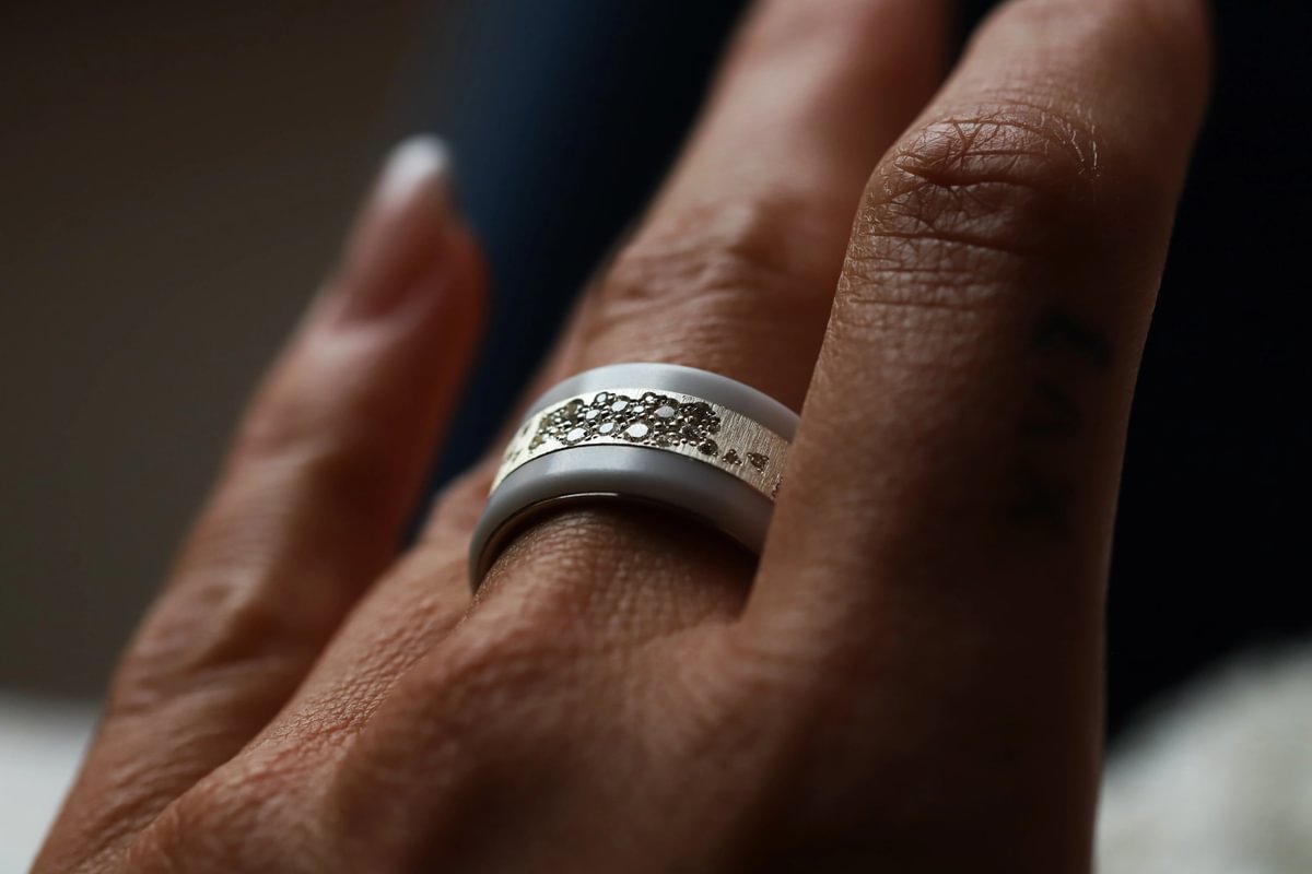 Luxus Damenring - Innenring aus Silber (2/3 Addon) Harrow "White" mit Diamanten