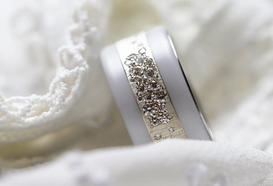 Luxus Damenring - Innenring aus Silber (2/3 Addon) Harrow "White" mit Diamanten