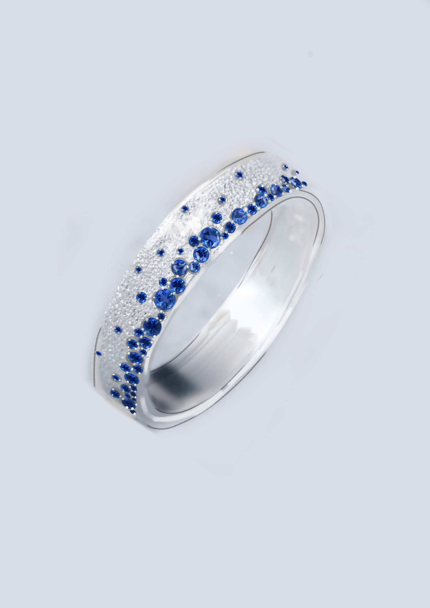 Innenring aus Glitter Silber (2/3 Addon) Yarrow Athena mit blauen Saphiren für Luxus mood Ring