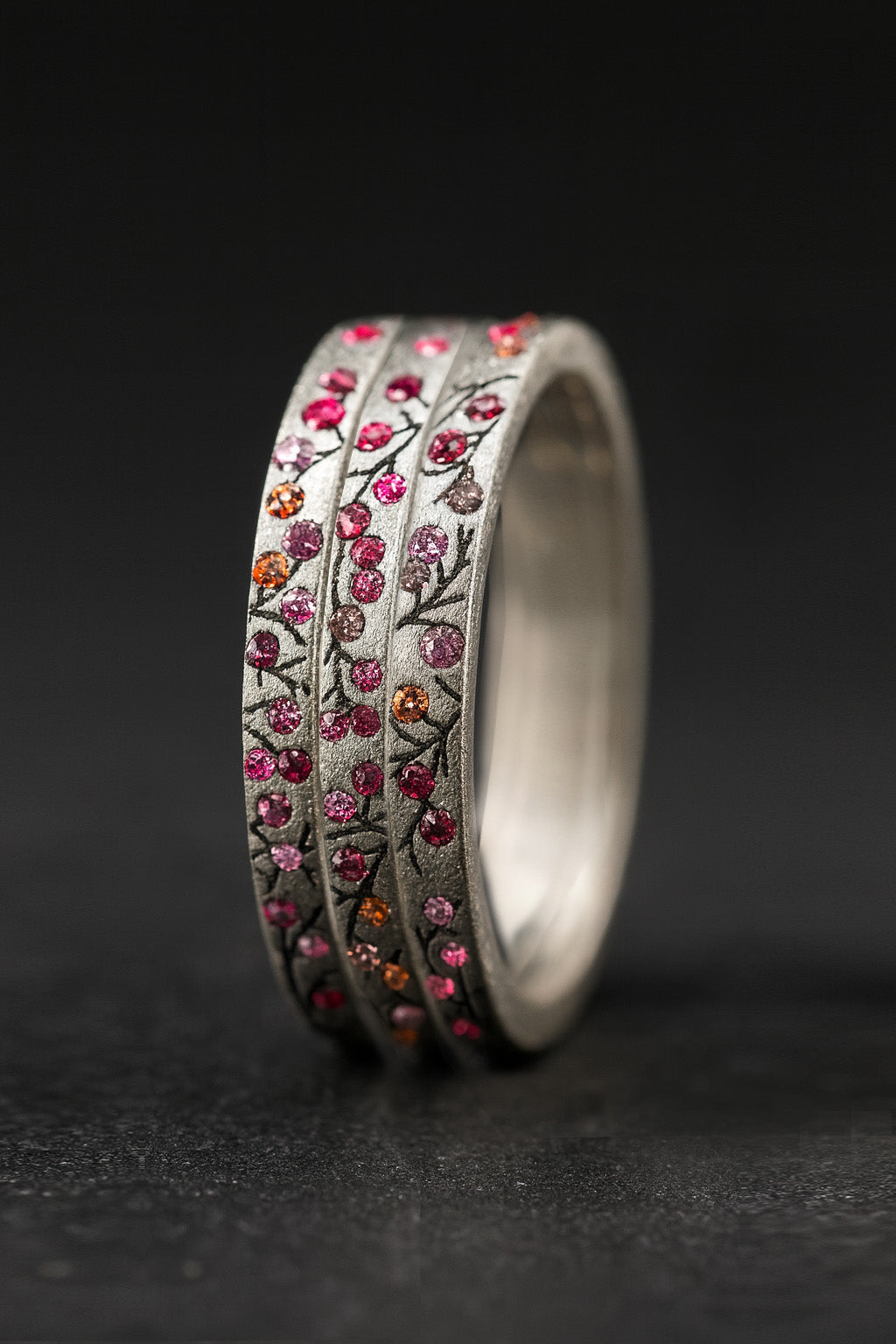 3 Innenringe aus Silber (Set von 3 Medium Addons) Herbstwind mit Edelsteinen für Luxus mood Ring