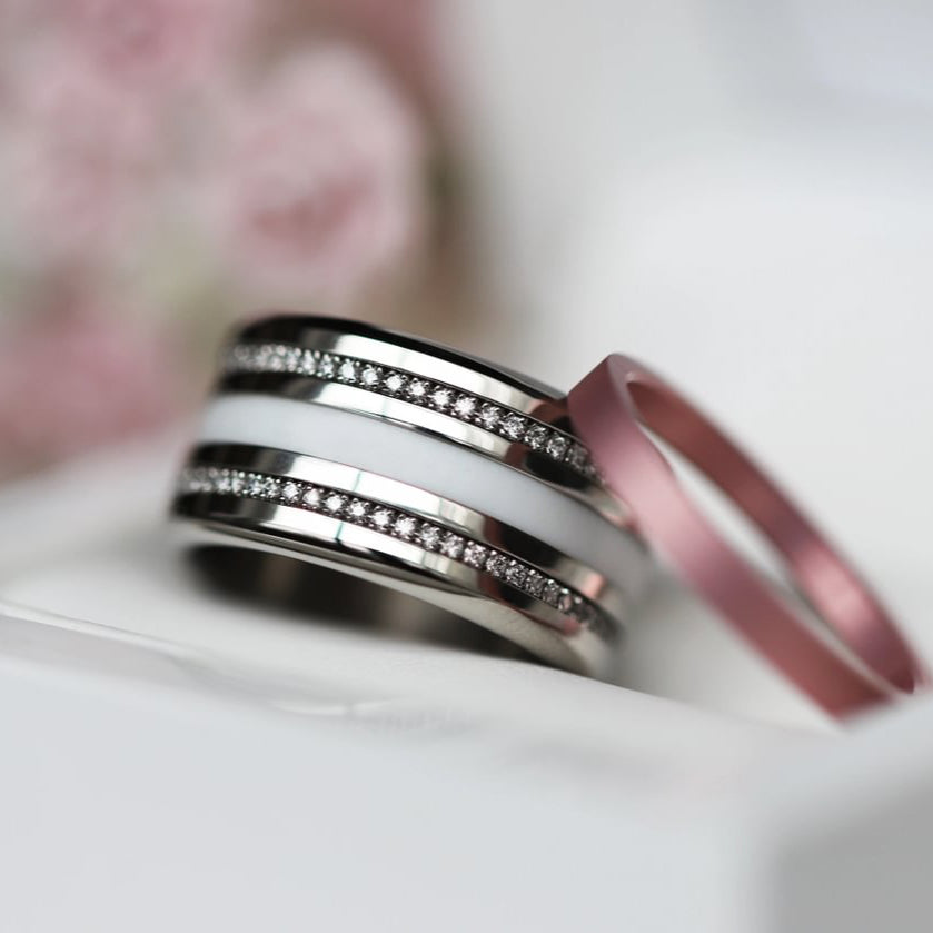 Rokoko Ring-Set - Blütenblätter aus Diamanten