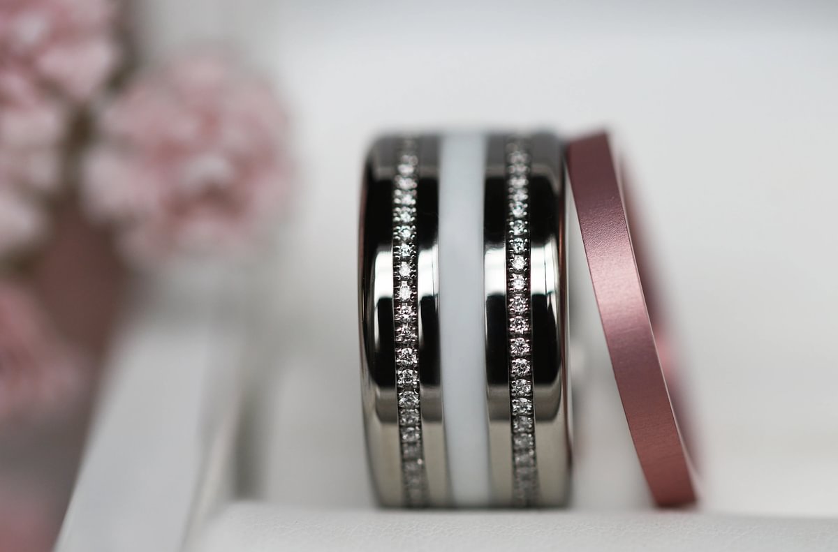 Rokoko Ring-Set - Blütenblätter aus Diamanten