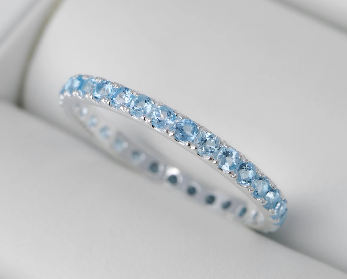 OCEAN BLUE -  Addon (Medium) aus Silber mit Topasen besetzt - Ocean blue