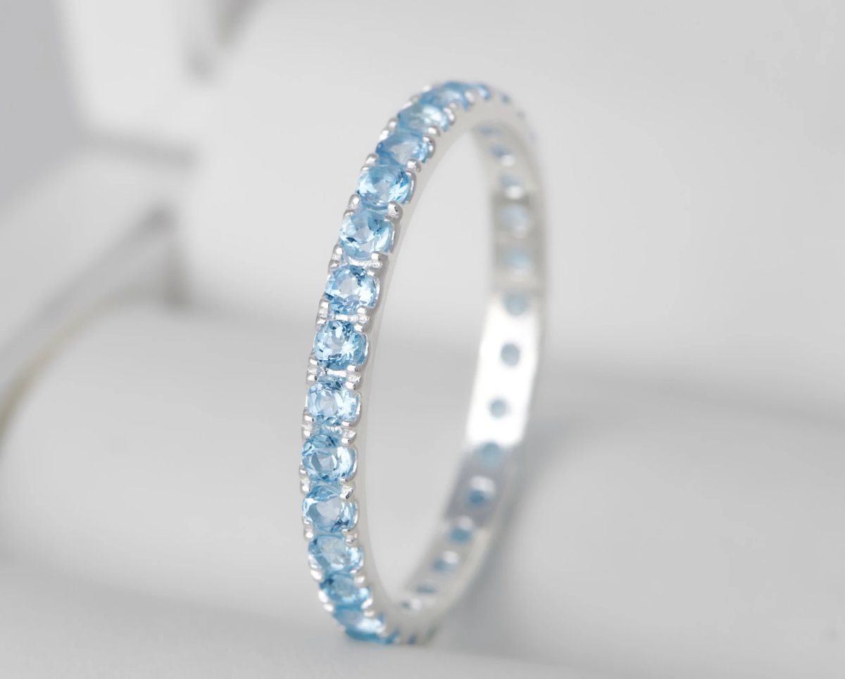 OCEAN BLUE -  Addon (Medium) aus Silber mit Topasen besetzt - Ocean blue