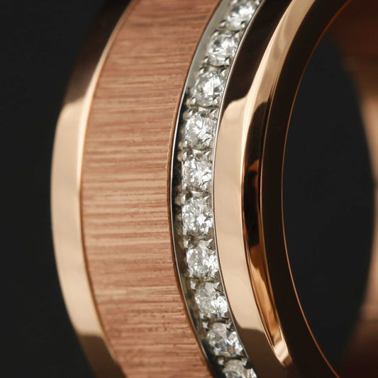 Medium Addon aus Stahl für personalisierbaren mood Ring mit 1,6mm Diamanten vollständig besetzt