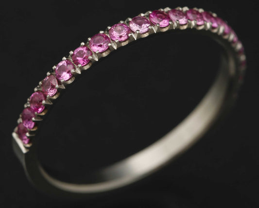 medium Addon aus Edelstahl zur Hälfte mit 1.9mm rosa Saphiren besetzt