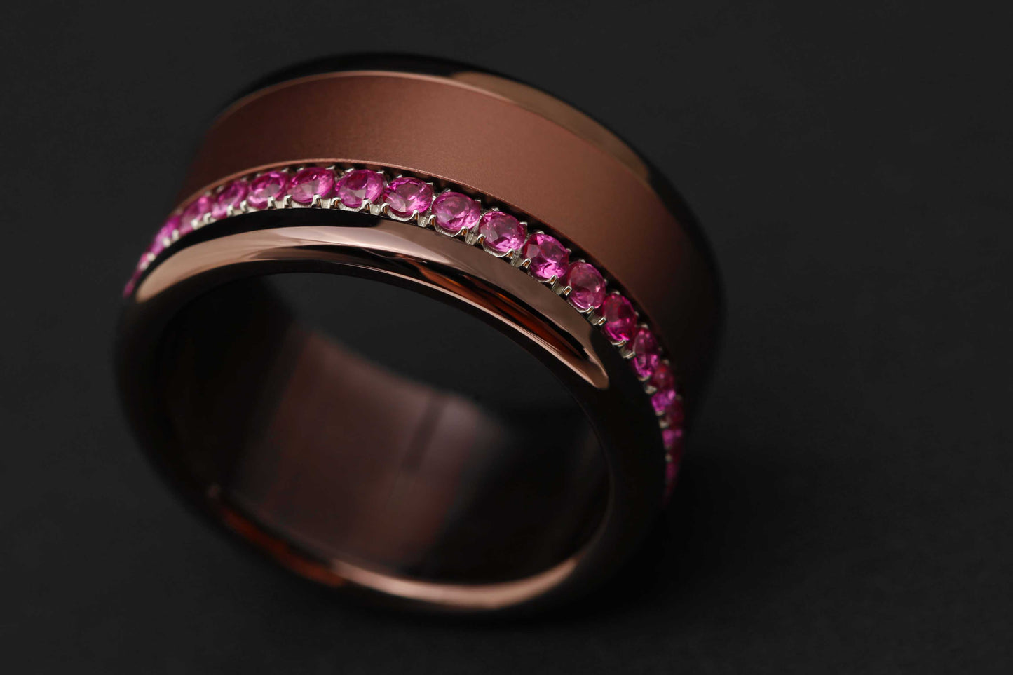 Medium Addon aus Edelstahl mit 1.9 mm rosa Saphiren vollständig besetzt