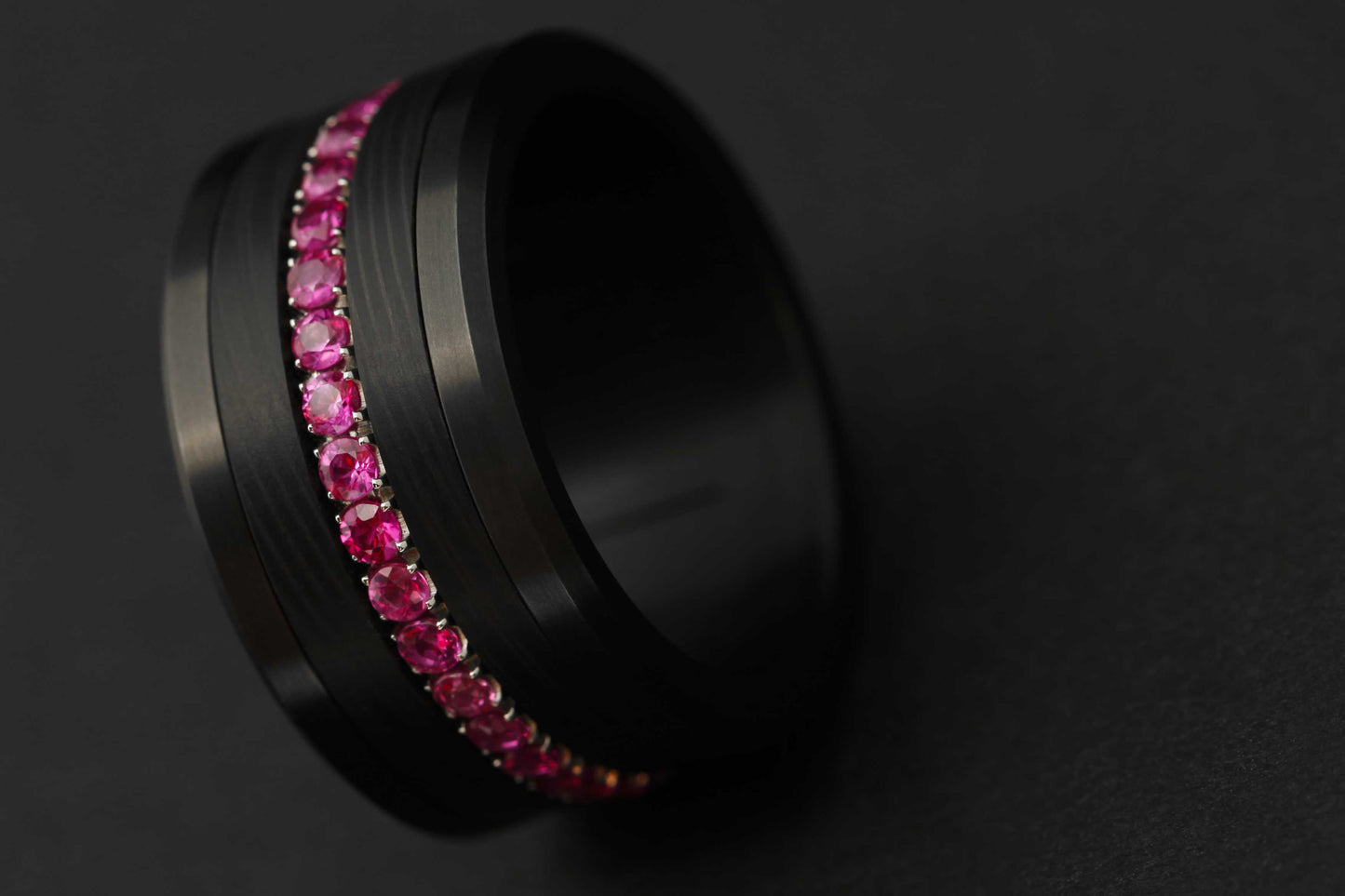 Medium Addon aus Edelstahl mit 1.9 mm rosa Saphiren vollständig besetzt