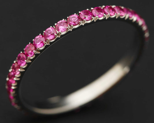 Medium Addon aus Edelstahl mit 1.9 mm rosa Saphiren vollständig besetzt